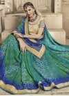 Blue and Green Bandhej Print Work Contemporary Style Saree - 1