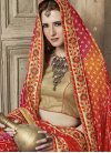 Bandhej Print Work Faux Georgette Orange and Red Trendy Classic Saree - 1