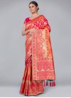 Woven Work Peach and Rose Pink Contemporary Style Saree - 1