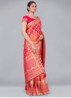 Woven Work Peach and Rose Pink Contemporary Style Saree - 2