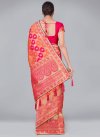 Woven Work Peach and Rose Pink Contemporary Style Saree - 3