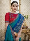 Faux Chiffon Embroidered Work Contemporary Saree - 1