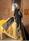 Marvelous Black and Gold Silk Kameez Style Lehenga Choli - 2