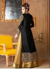 Marvelous Black and Gold Silk Kameez Style Lehenga Choli - 1