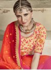 Faux Georgette Coral and Rose Pink Bandhej Print Work Contemporary Style Saree - 1