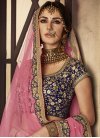 Navy Blue and Pink A - Line Lehenga - 1
