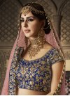 Embroidered Work Navy Blue and Pink A - Line Lehenga - 1