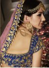 Embroidered Work Navy Blue and Pink A - Line Lehenga - 2
