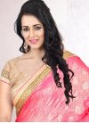Winsome Embroidered Work Beige and Hot Pink  Half N Half Trendy Saree - 1