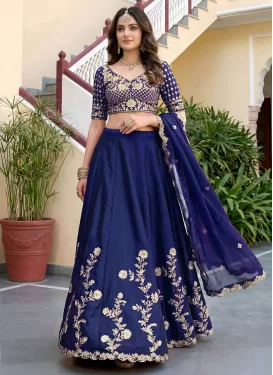 Rangoli Silk Designer Lehenga Choli with Embroidered Work in Navy Blue