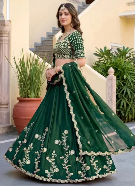 Rangoli Silk Embroidered Work Designer Lehenga Choli in Green