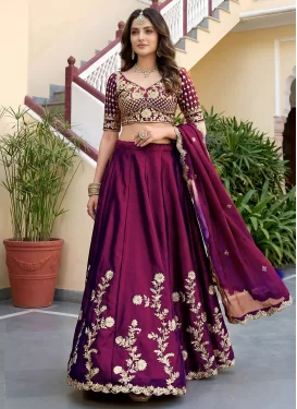 Rangoli Silk Designer Lehenga Choli with Embroidered Work for Ceremonial in Wine