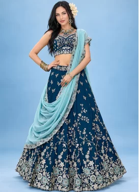 Rangoli Silk Designer Lehenga Choli with Embroidered Work in Teal
