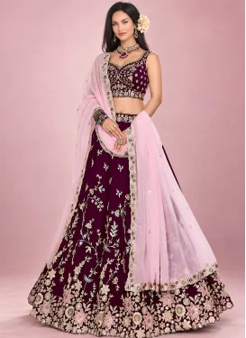 Embroidered Work Rangoli Silk Designer Lehenga Choli in Wine for Women