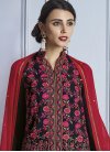Pretty Faux Georgette Black and Red Kameez Style Lehenga - 1