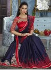 Navy Blue and Red Satin Silk Trendy Classic Saree - 1
