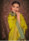 Kajal Aggarwal Embroidered Work Designer Contemporary Style Saree For Festival - 1