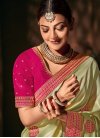 Kajal Aggarwal Satin Georgette Embroidered Work Designer Contemporary Style Saree - 1