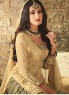 Faux Georgette Cream and Olive Embroidered Work Sharara Salwar Suit - 2