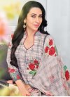 Karisma Kapoor Beige and Grey Cotton Pakistani Straight Salwar Kameez - 1