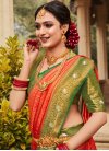 Olive and Red Woven Work Trendy Classic Saree - 1