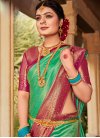 Maroon and Sea Green Kanjivaram Silk Designer Contemporary Style Saree - 1
