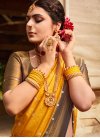 Brown and Mustard Woven Work Traditional Designer Saree - 1