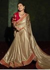 Kajal Aggarwal Beige and Red Woven Work Designer Traditional Saree - 1