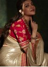 Kajal Aggarwal Beige and Red Woven Work Designer Traditional Saree - 2
