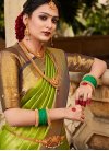 Brown and Mint Green Woven Work Designer Traditional Saree - 2