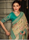 Beige and Teal Kajal Aggarwal Fancy Fabric Contemporary Style Saree - 1