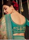 Beige and Teal Kajal Aggarwal Fancy Fabric Contemporary Style Saree - 2