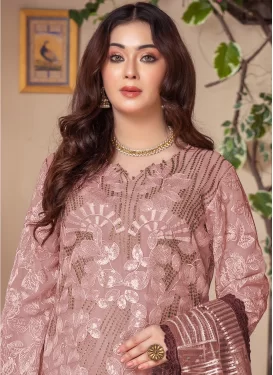 Chiffon Embroidered Work Pakistani Suit in Salmon