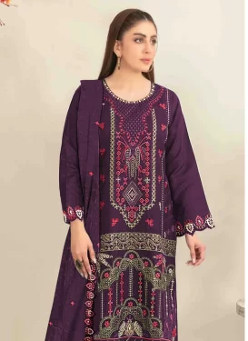 Silk Blend Pakistani Suit in Purple with Embroidered Work for Ceremonial