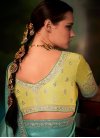 Embroidered Work Sea Green and Yellow Traditional Saree - 2