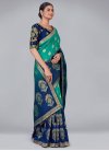 Navy Blue and Teal Designer Traditional Saree For Ceremonial - 2