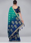 Navy Blue and Teal Designer Traditional Saree For Ceremonial - 3