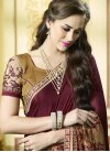 Maroon and Olive Embroidered Work Trendy Classic Saree - 1