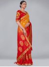 Mustard and Red Woven Work Contemporary Style Saree - 2