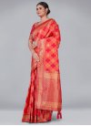 Coral and Rose Pink Contemporary Style Saree For Festival - 1