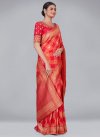 Coral and Rose Pink Contemporary Style Saree For Festival - 2