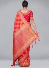 Coral and Rose Pink Contemporary Style Saree For Festival - 3