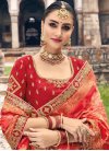 Peach and Red Embroidered Work Designer Traditional Saree - 1