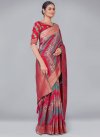 Grey and Red Contemporary Style Saree For Ceremonial - 2