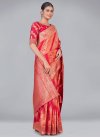 Banarasi Silk Coral and Rose Pink Designer Contemporary Saree For Ceremonial - 2
