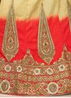 Exquisite  Booti Work Silk Beige and Red Designer Classic Lehenga Choli For Ceremonial - 2