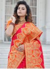 Banarasi Silk Woven Work Orange and Red Designer Contemporary Style Saree - 1