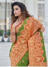Green and Peach Banarasi Silk Trendy Classic Saree - 1