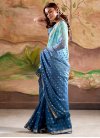 Navy Blue and Turquoise Thread Work Designer Traditional Saree - 2