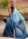 Navy Blue and Turquoise Thread Work Designer Traditional Saree - 3